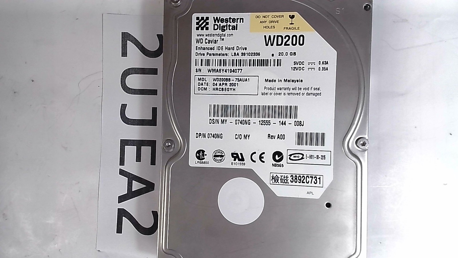 WD 3.5" 20GB ATA Hard Drive - Model WD200BB-75AUA1 (07N0NG)
