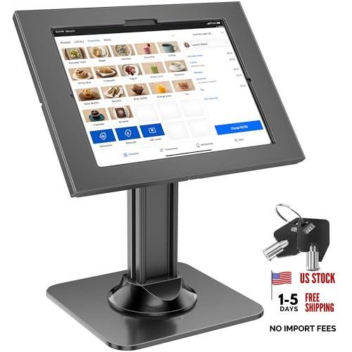 Anti-Theft iPad Kiosk Stand – POS iPad Security Mount with 360° Swivel & Black