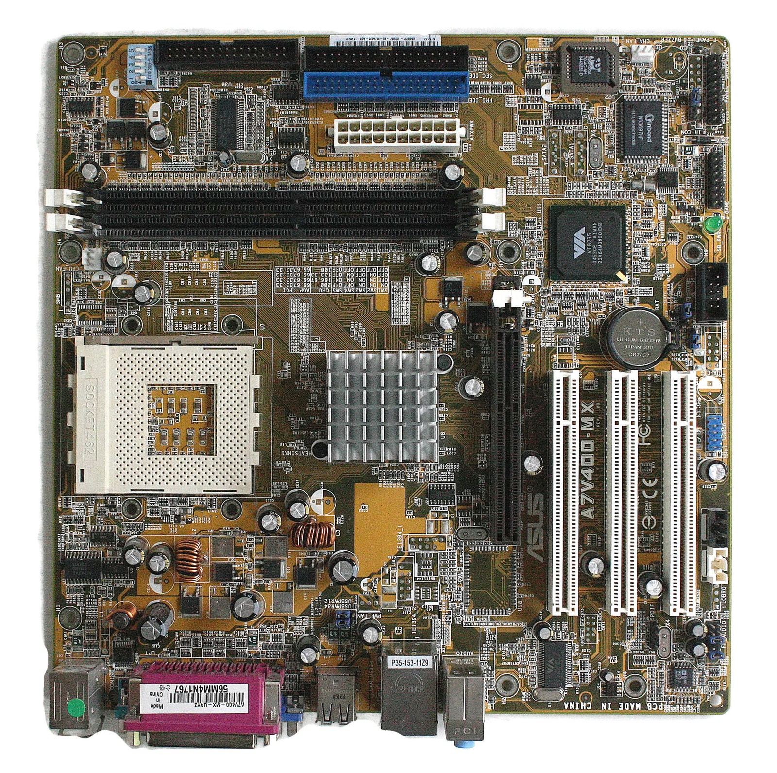 Motherboard asus skt 462, rev 1.03, video,audio,lan