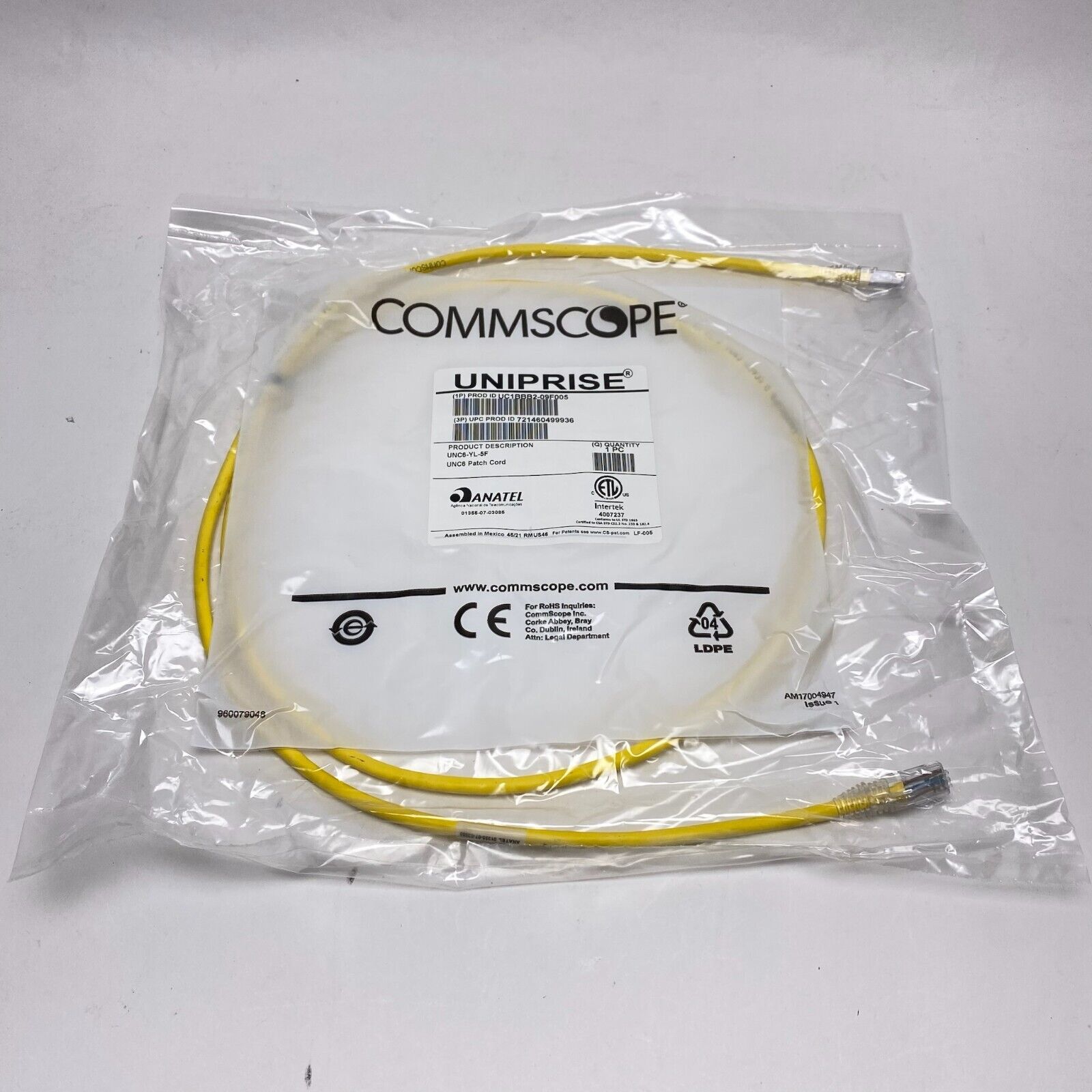 Commscope UNC6-YL-5F Yellow Patch Cord (Qt65)