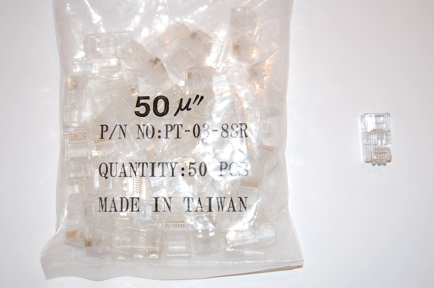 50 pcs RJ45 Plug Cat5/6 Modular LAN NON-Pass though Connector Ethernet Sealed