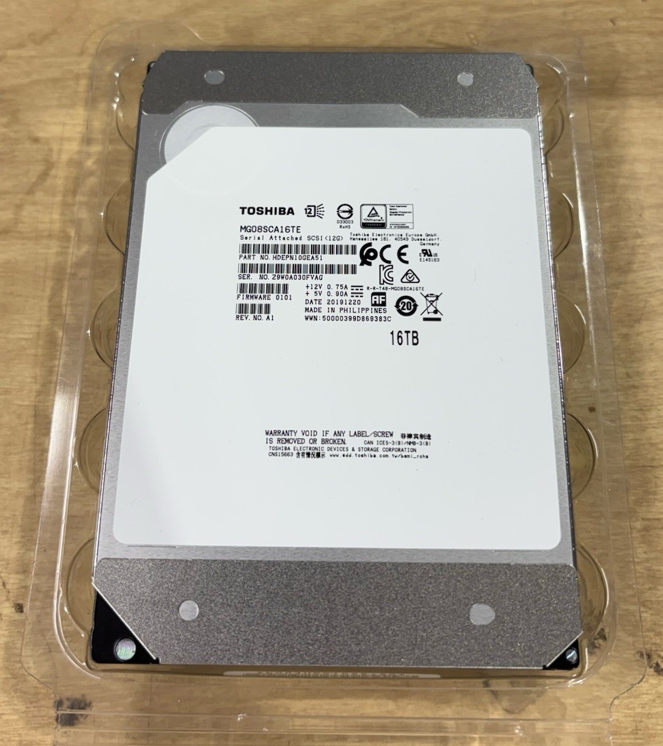 Toshiba MG08SCA16TE 16TB 7.2k 12Gb/s 3.5" SAS Hard Drive
