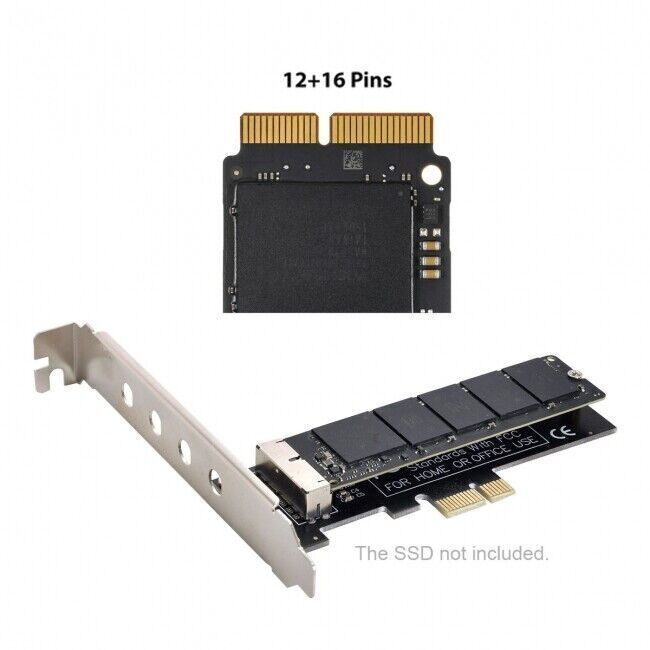 JSER PCI Express PCI-E 1X to 12+16Pin 2013-2017 Mac Pro Air SSD Convert Card