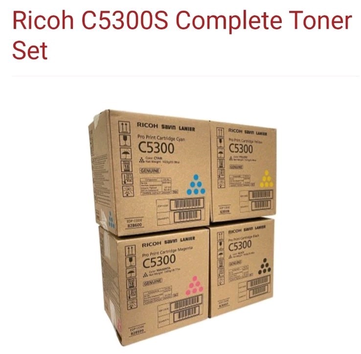Full Set Ricoh Pro C5300 CYMK Toner Black Cyan Magenta Yellow GENUINE NEW OEM 