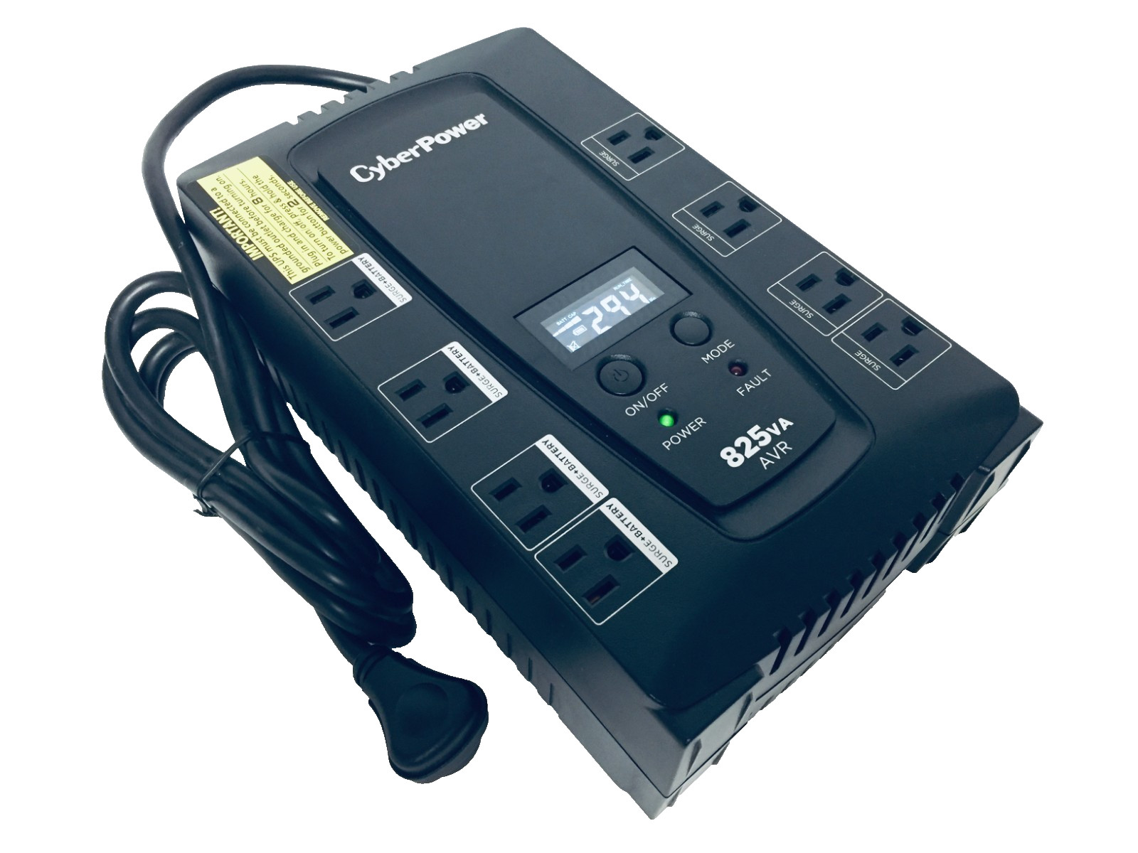 CyberPower CP825LCDa LCD UPS, 825VA/450W, 8 Outlets, AVR, NO BATTERY