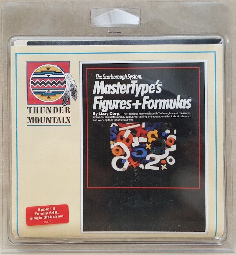 MasterType\'s Figures+Formulas by Thunder Mountain Apple II+ IIe IIc IIGS 64k NEW