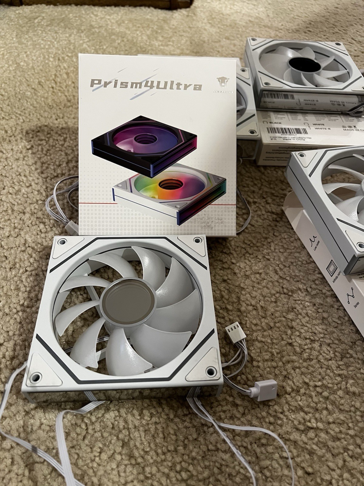 Jungle Leopard Prism 4 Ultra 120mm ARGB PWM White Fan, 4 Pack, 2 Intake/2exhaust