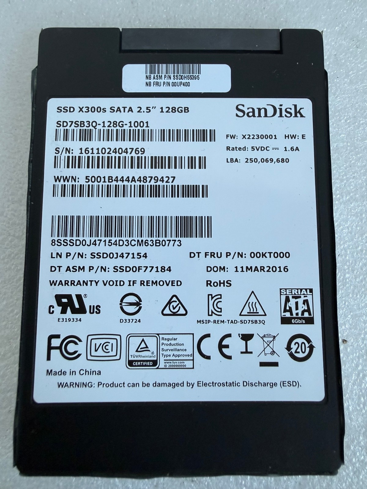 SanDisk X300s 128GB 2.5 SATA III SSD SD7SB3Q-128G-1001 6Gb/s 9.5mm