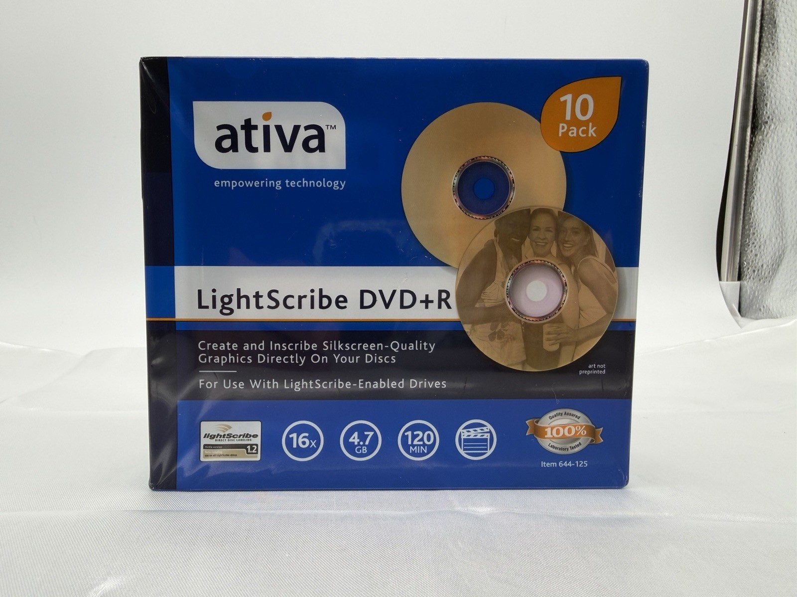Ativa Lightscribe DVD+R 4.7GB 16x 120min 10 Pack New w/ Tears in Plastic Package