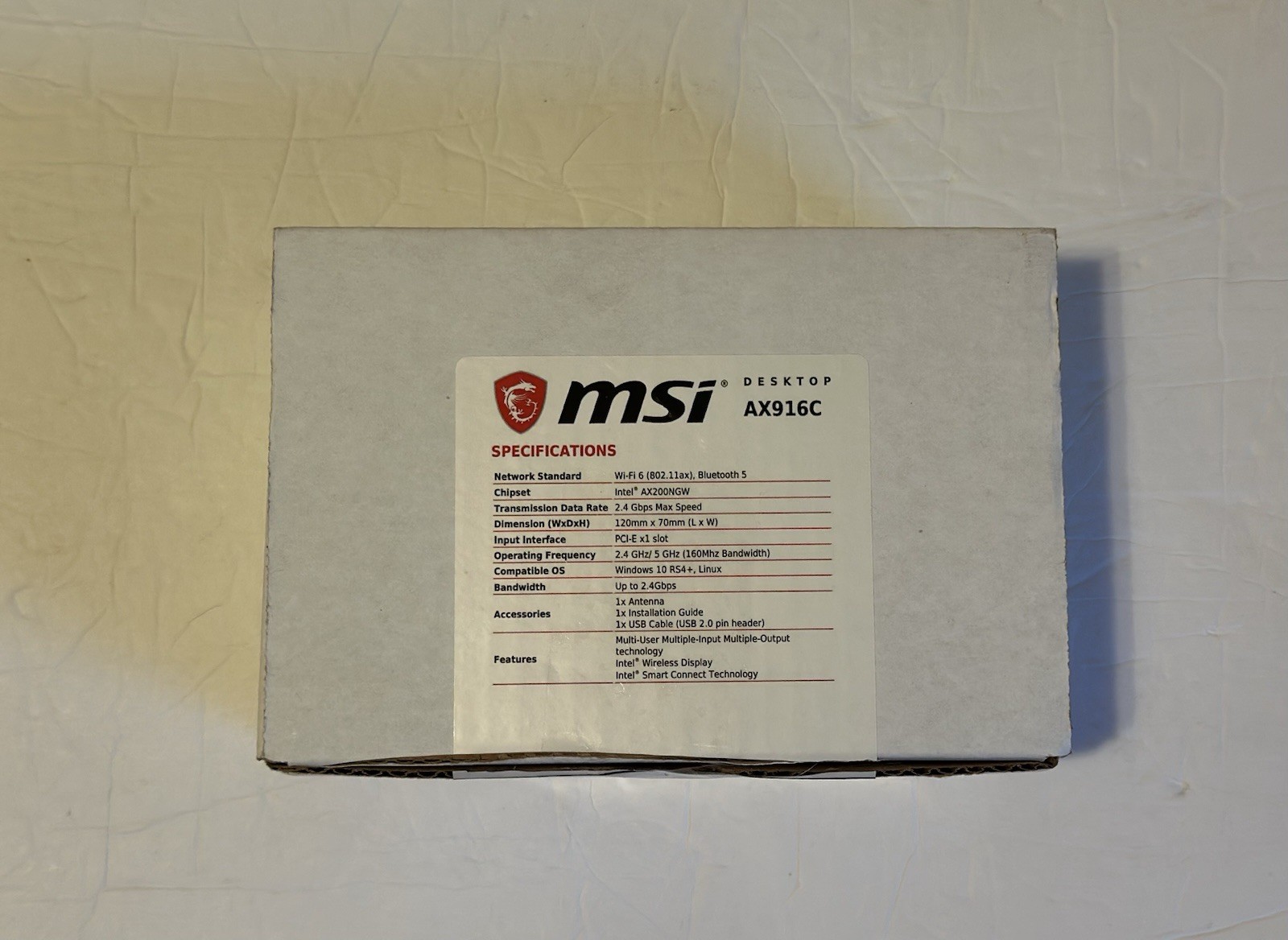 MSI AX916C HERALD-AX INTEL AX200NGW WI-FI  Bluetooth 5.2 Adapter Card