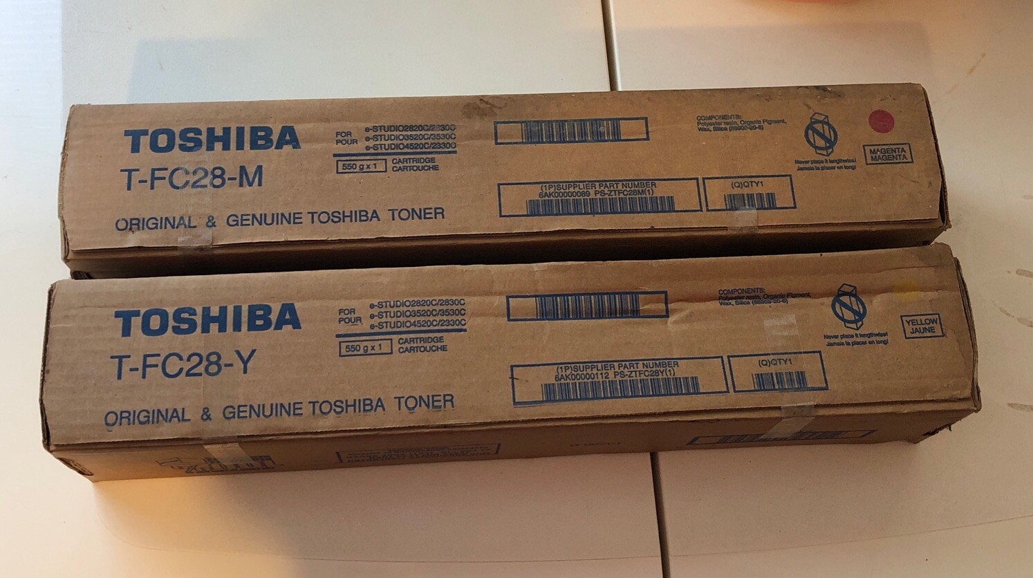 Genuine Toshiba TFC28M / T-FC28-M (Magenta) & TFC28Y / T-FC28-Y (Yellow)