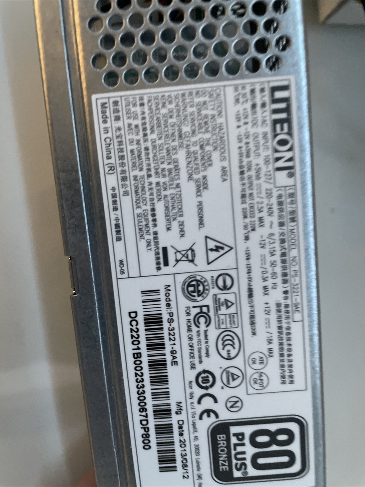 220W LiteOn Power Supply Unit PS-3221-9AE