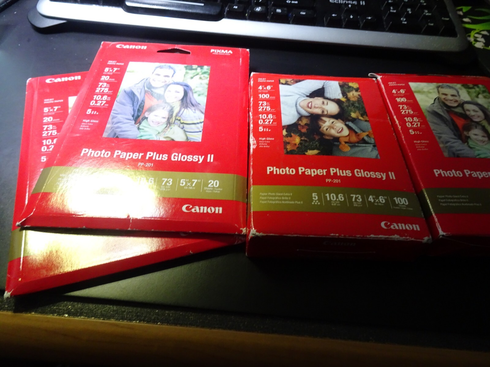 Canon PP-201, Qty=2, 5"x7", Qty=2, 4"x6", Glossy Photo Paper, Packaging Defects