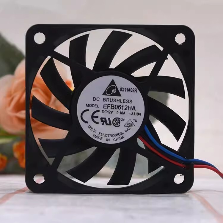 Delta EFB0612HA 6010 DC12V 0.18A 6CM 3-Wire Cooling Fan