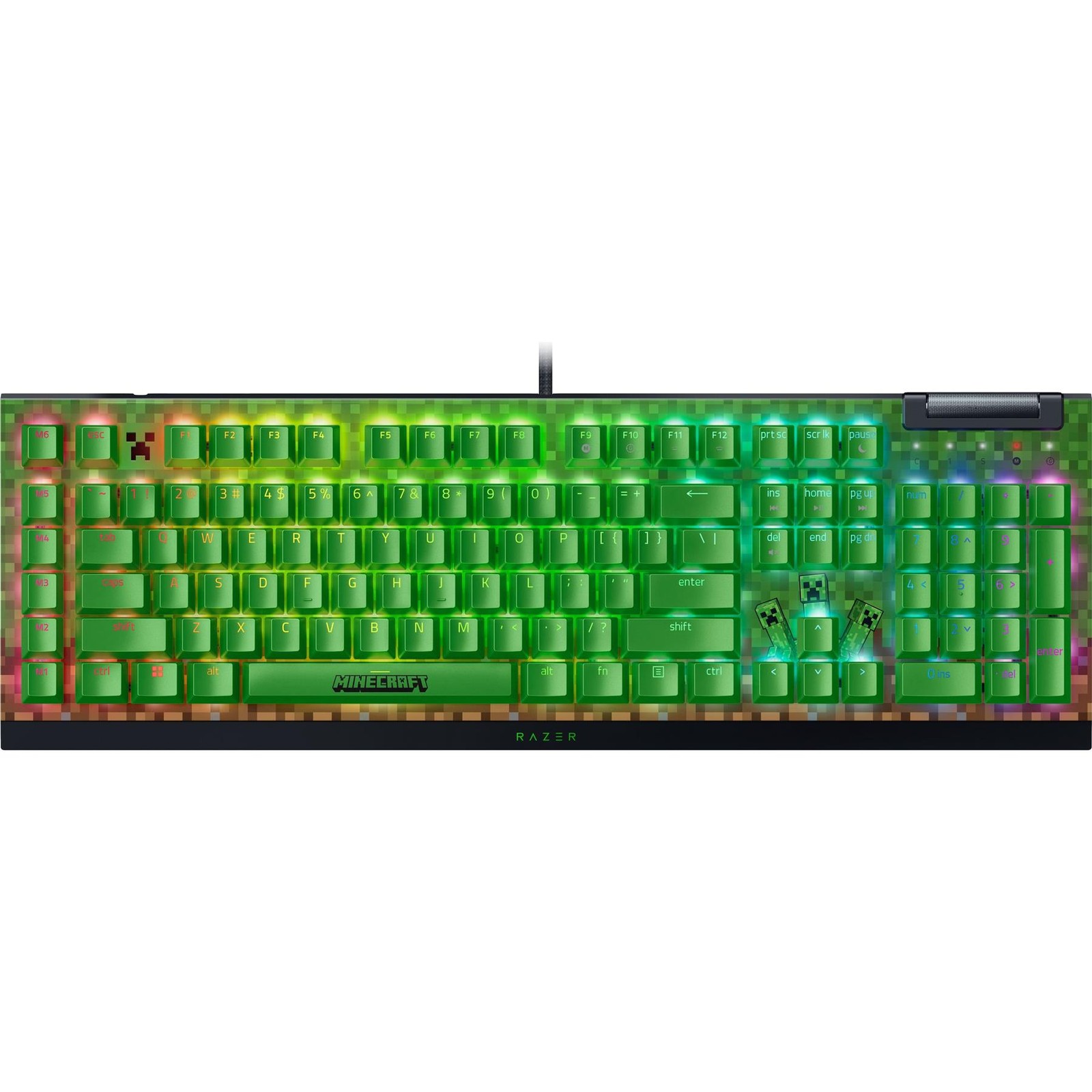 Razer BlackWidow V4 X Minecraft Edition Wired Green Switch Keyboard Excellent