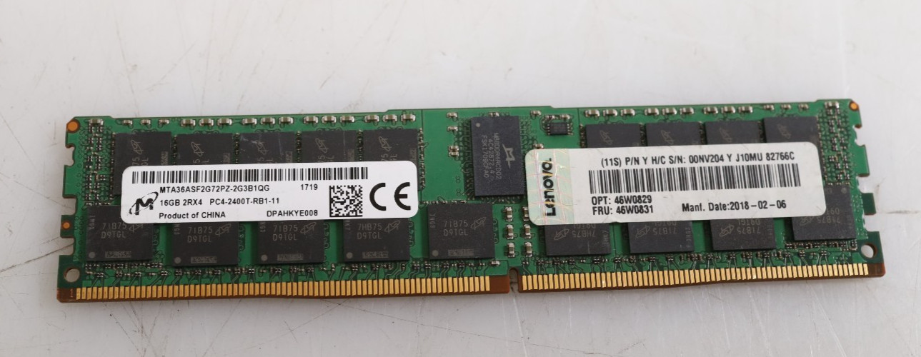 16GB Micron MTA36ASF2G72PZ-2G3B1QG DDR4 PC4-2400T RDIMM Server Memory