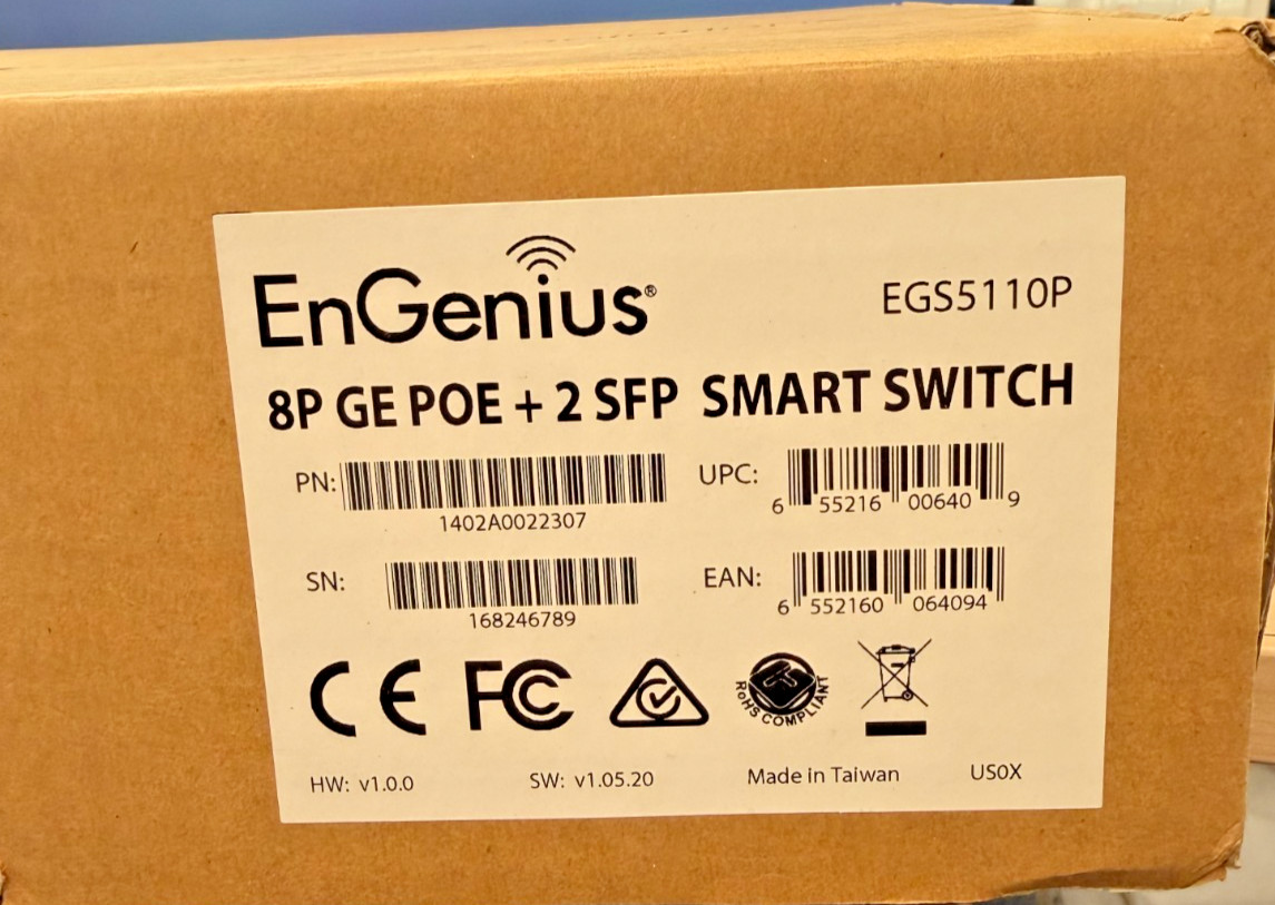 EnGenius EGS5110P 8-Port Gigabit PoE+ Smart Switch w/ 2 SFP Open Box