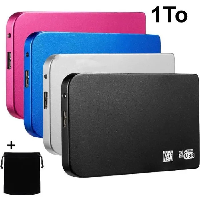 1TB 2.5" USB 3.0 Portable External Hard Drive Red with Protective Pouch