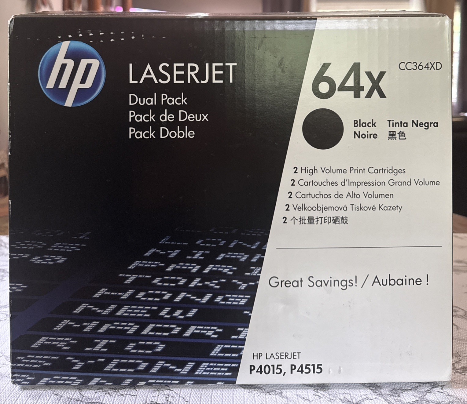 HP CC364XD 64X Black Toner Cartridge ~Genuine, Dual-Pack, Open Box, Sealed Bags