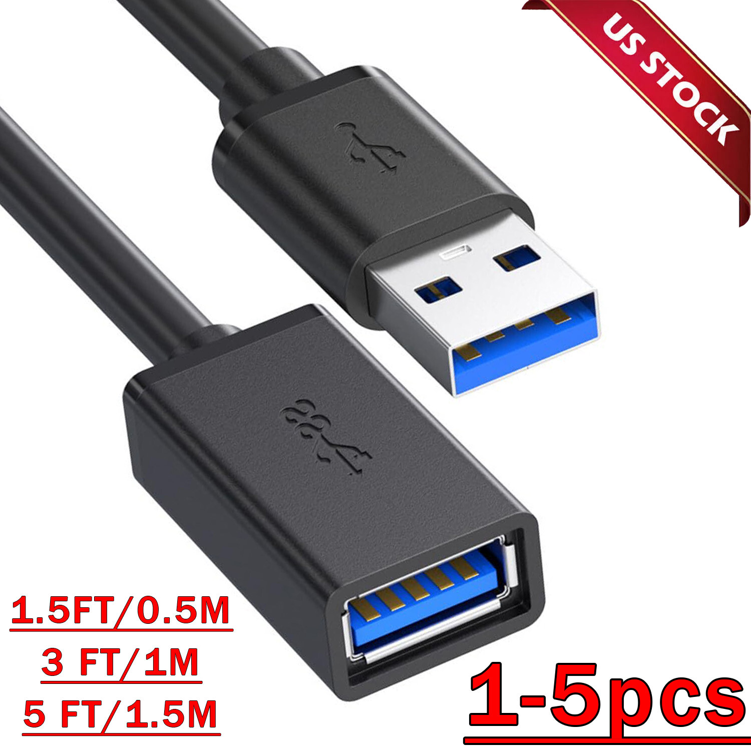 USB3.0 Extension Cable High Speed Extender Cord Adapter TypeA Male to Female Lot