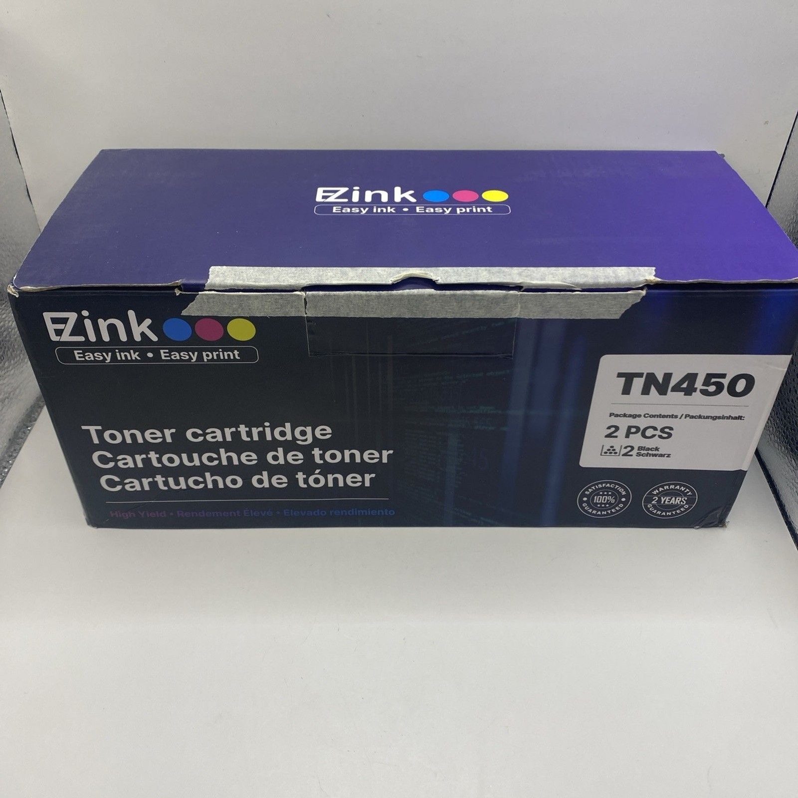 EZink Compatible with TN450 Ink and Toner Cartridge Ultra Black 2 pack Sealed