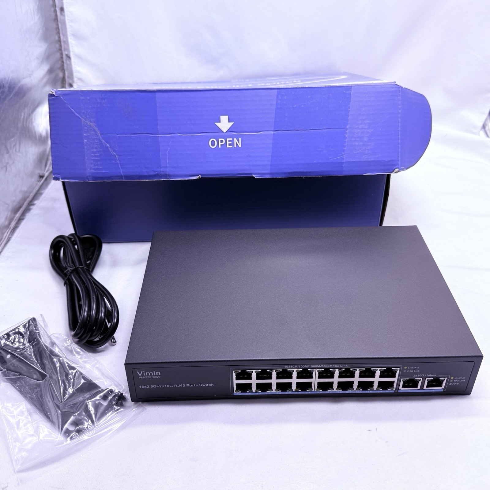 18-Port 2.5G Ethernet Switch with Dual 10GBASE-T Port, Vimin 16X 2.5G +2 x 10Gb