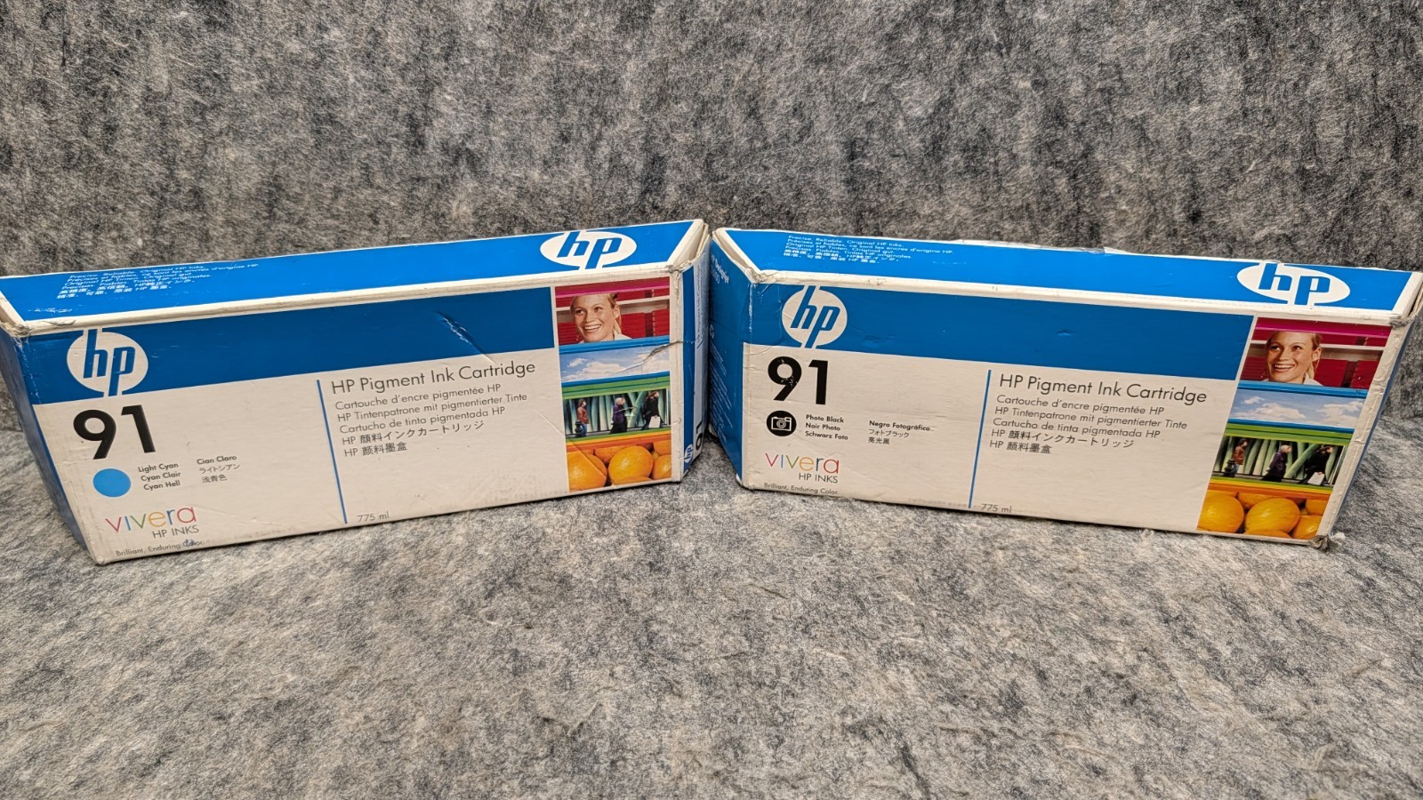 HP 91 PHOTO BLACK/CYAN 775ml INK CARTRIDGE DESIGNJET Z6100 C9465A/C9470A