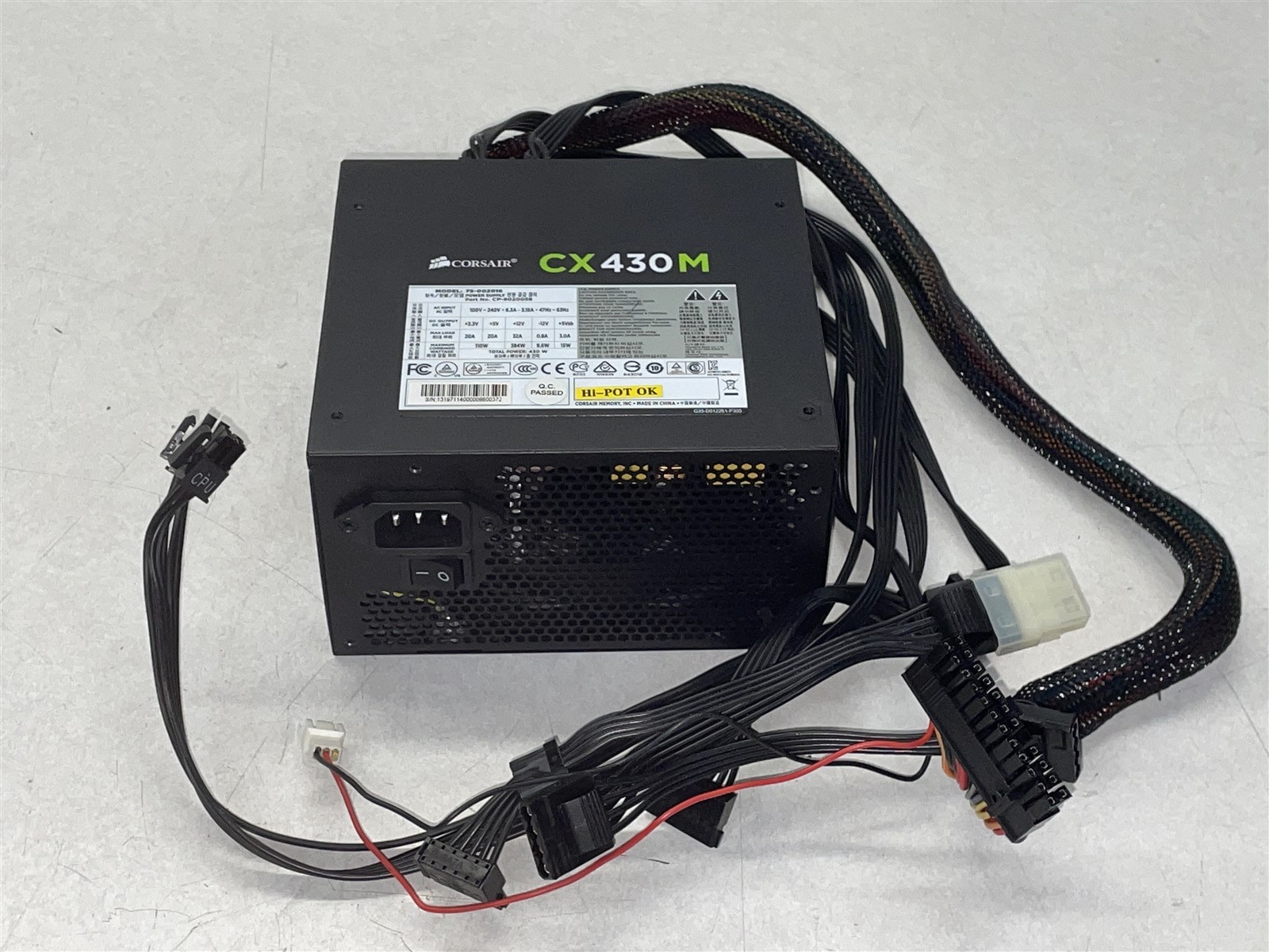 CORSAIR CX430M ATX 430W POWER SUPPLY 75-002016