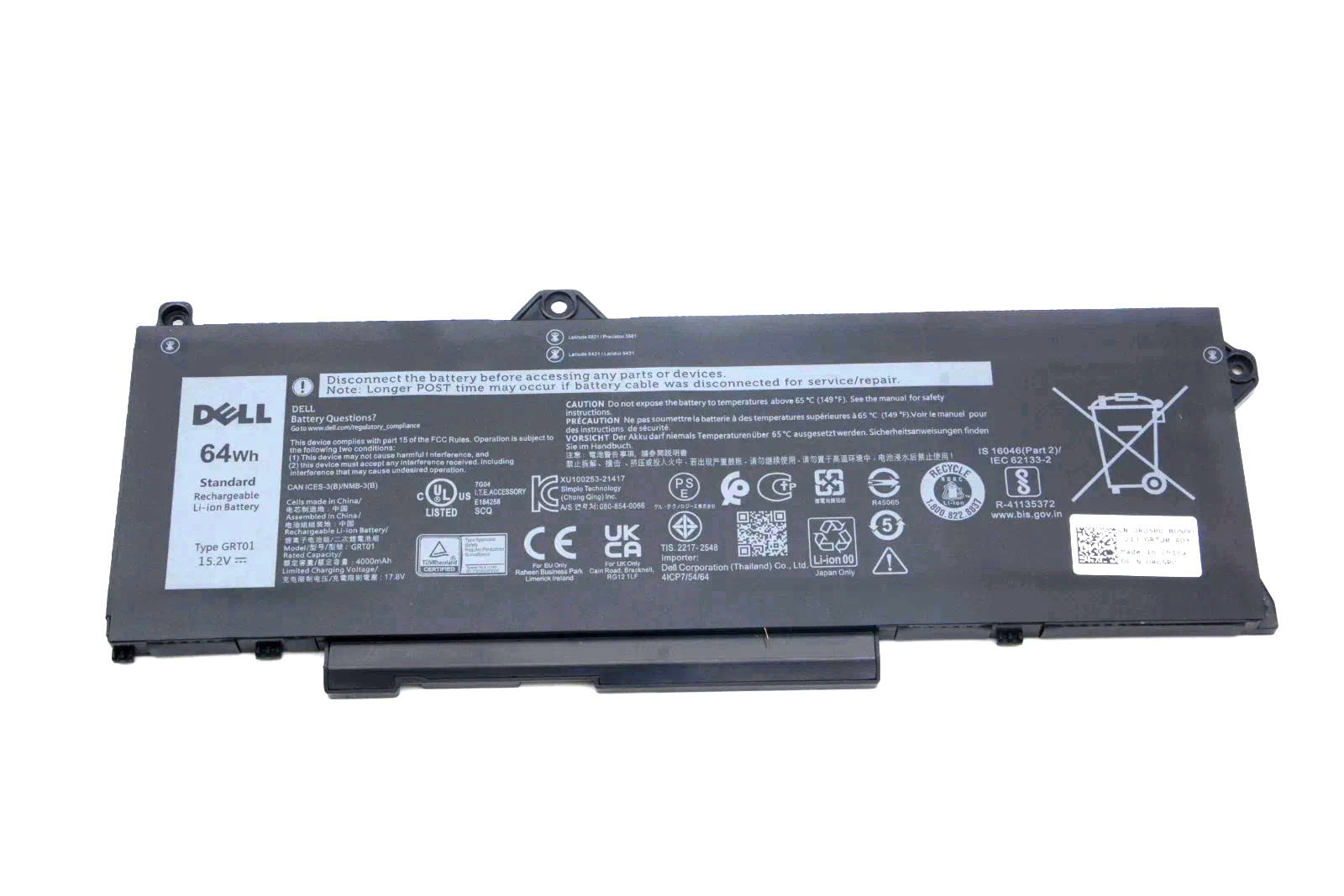 OEM Genuine GRT01 R05P0 Battery 15.2V 64Wh For Dell Laptop Batteries GRTO1 RO5PO