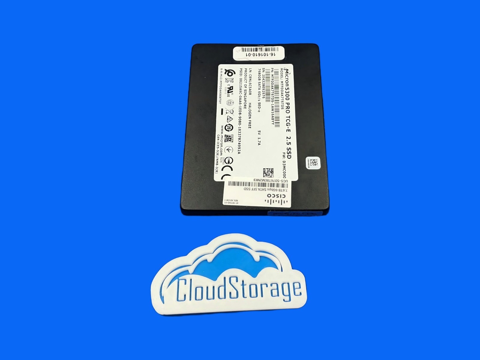 MTFDDAK7T6TDS CISCO MICRON 5300 PRO 7.68TB SATA 6Gb/s 2.5" SSD UCS-SD76TBEM2NK9