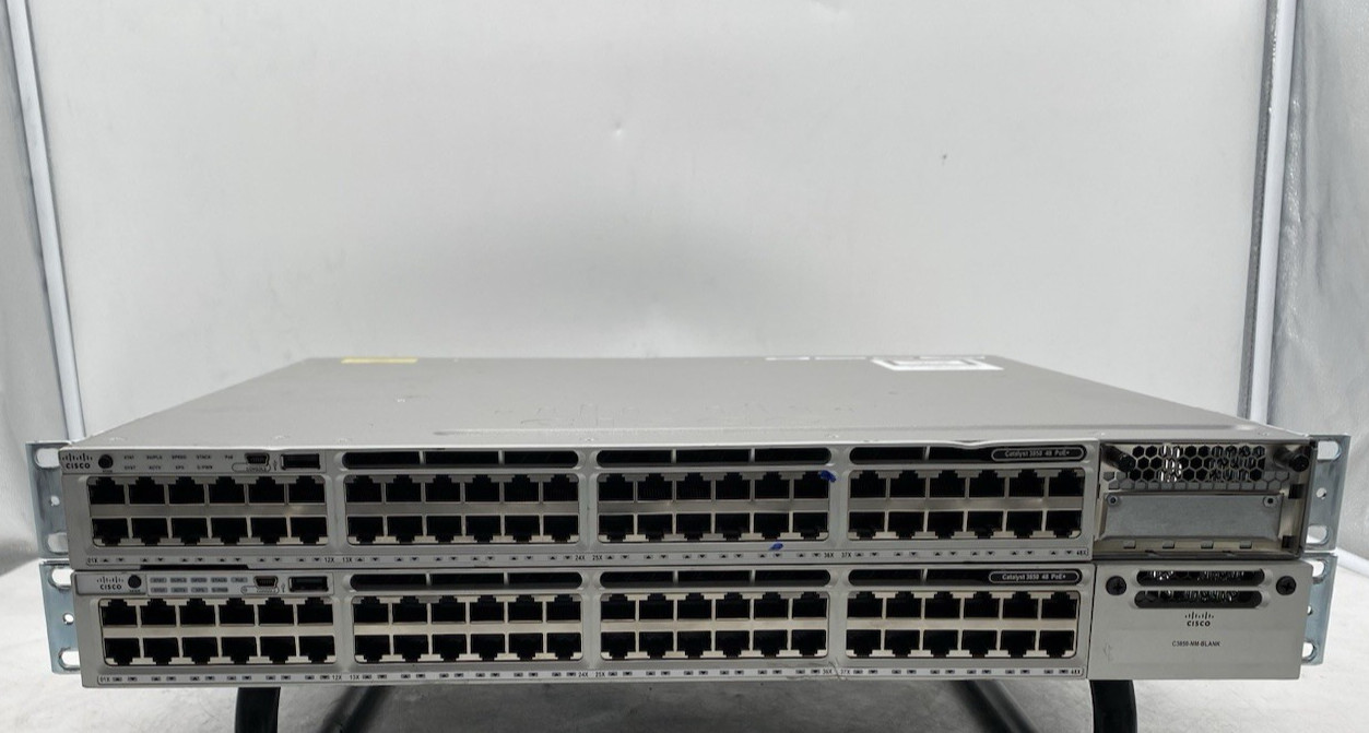 Cisco WS-C3850-48P-L 48-Port PoE Network Switch w/ 2x PSU