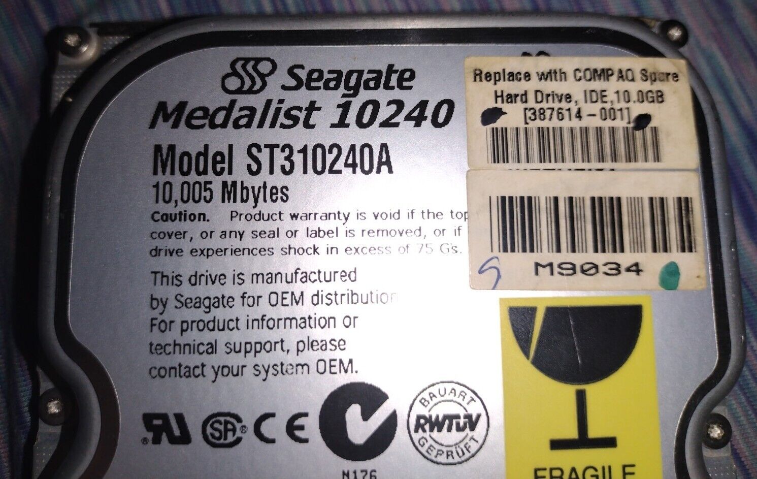 SEAGATE MEDALIST 10240 ST310240A  10GB  5400 RPM Hard Drive IDE 3.5