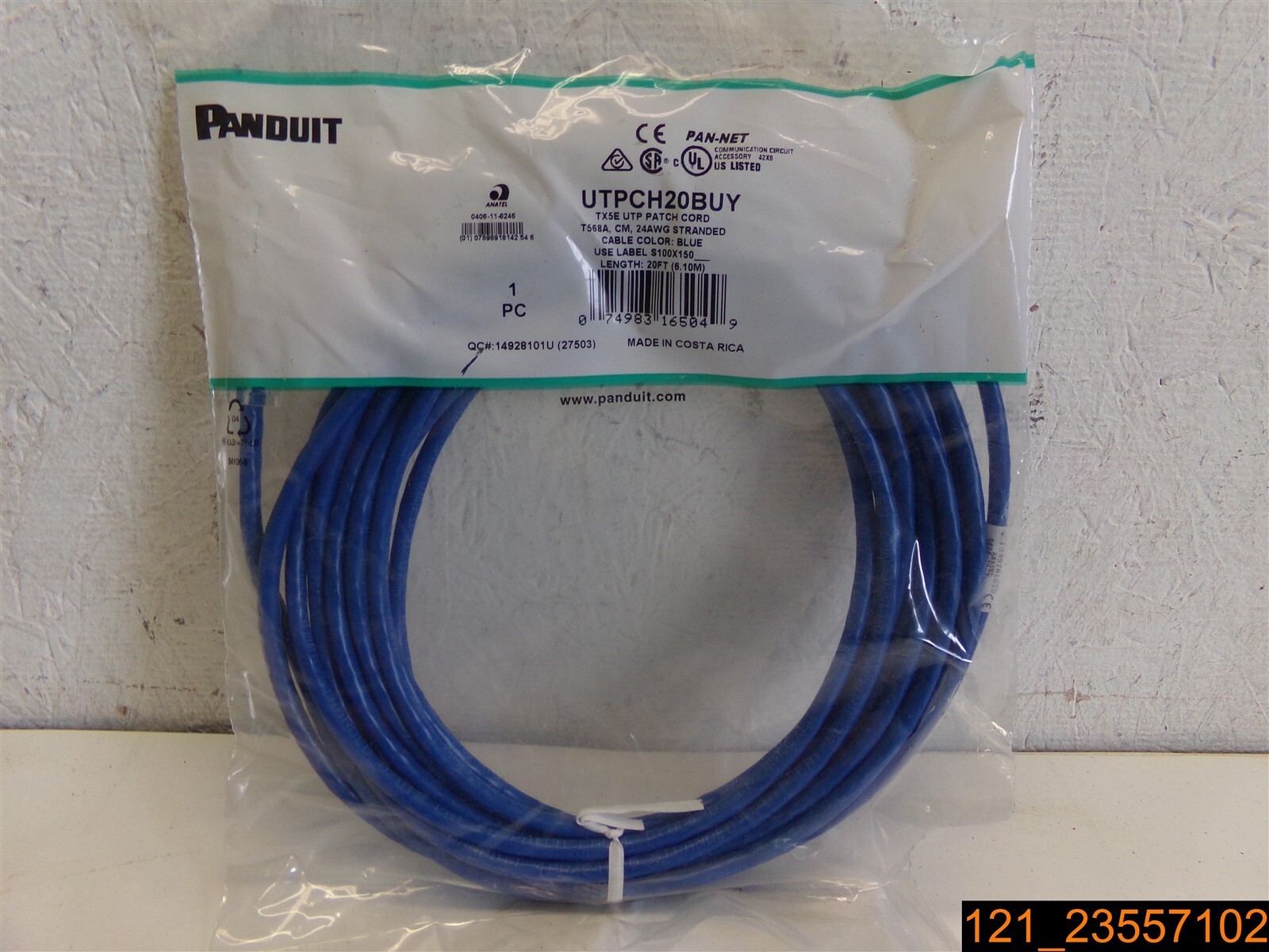 Panduit UTPCH20BUY Blue 24AWG Pan-Net 20ft
