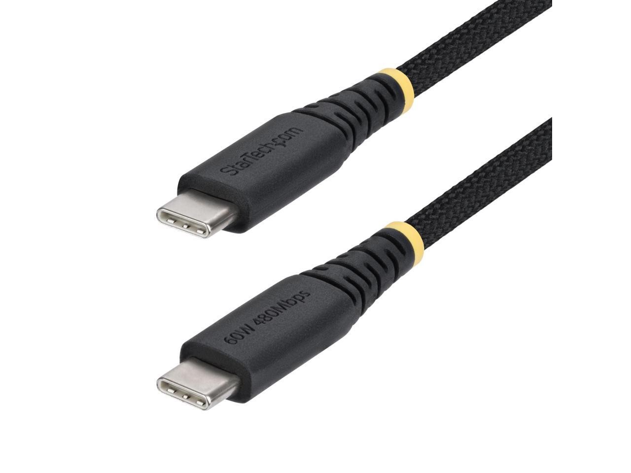 StarTech.com 6ft (1.8m) USB-C Charging Cable, 60W (3A) PD, Dual-Layer Braided Ny