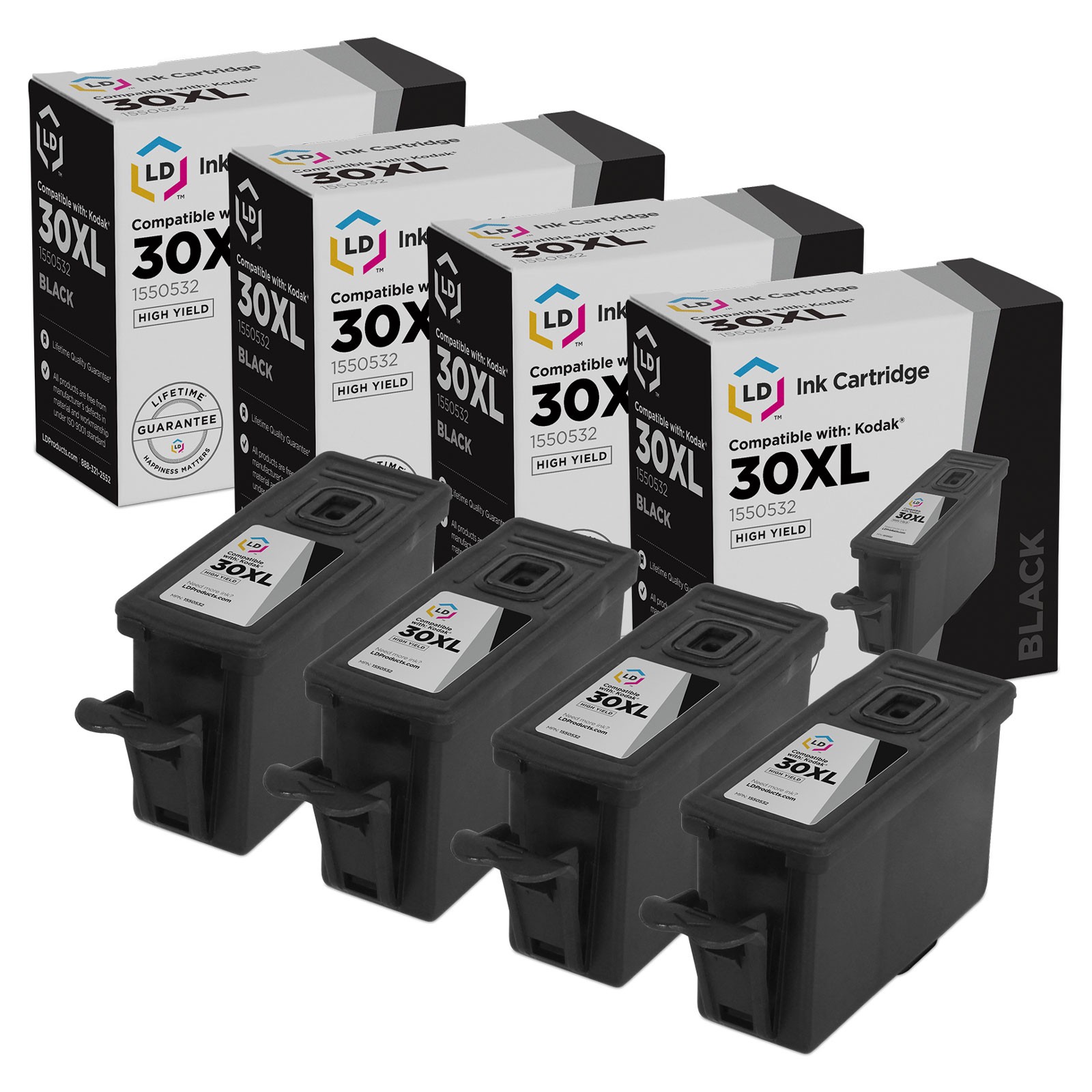 LD 1550532 30XL 4pk HY Black Ink Black for Kodak #30XL C110 C310 C315 2150 2170