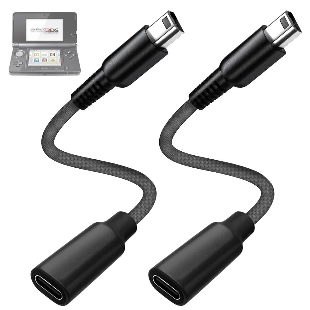Tedubax 2 Pack USB-C Charger Braided Cable Adapter for 3DS/3DS XL/3DS...