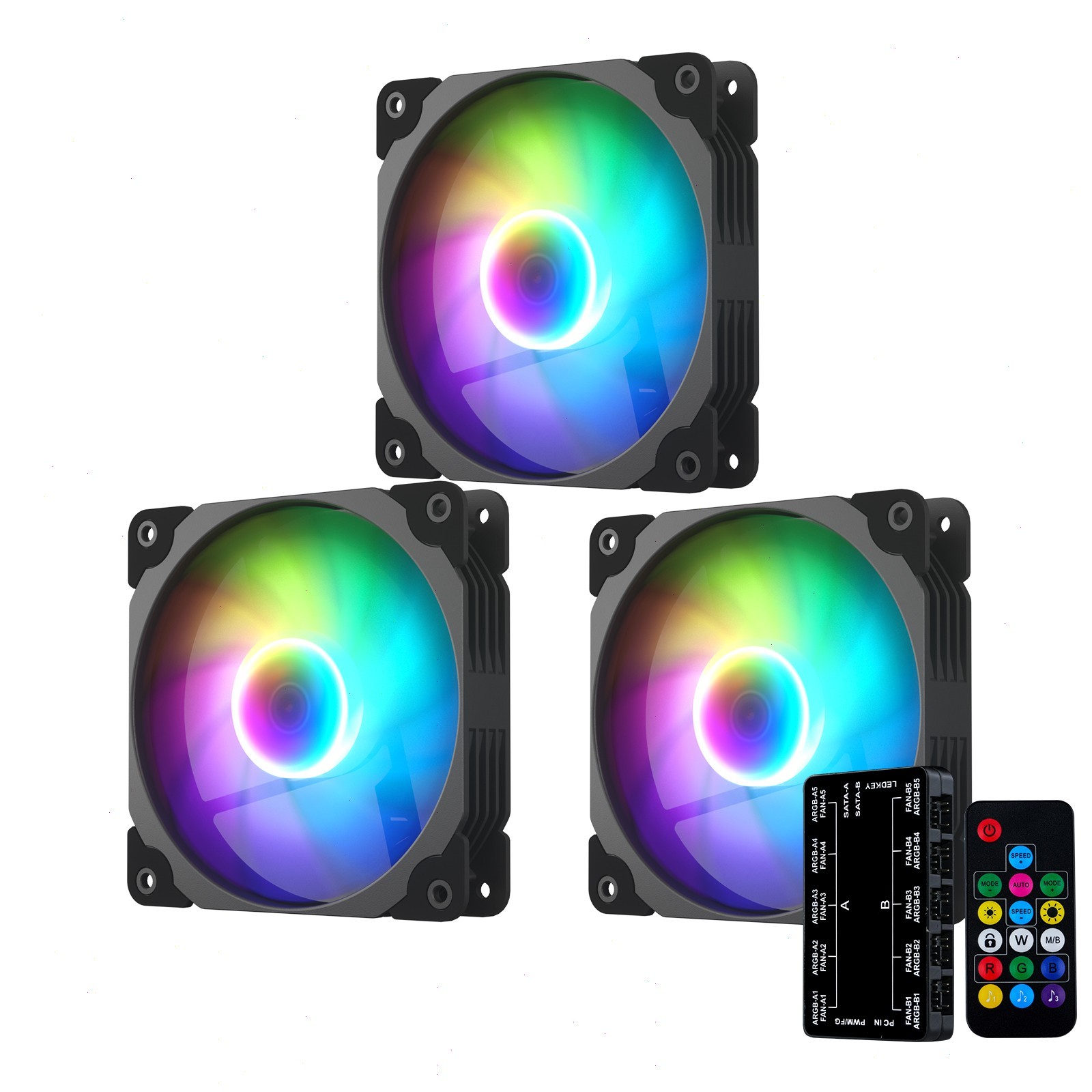 Vetroo Triple Pack Computer Case Fan 120mm ARGB & PWM Cooling Fans w/ Controller