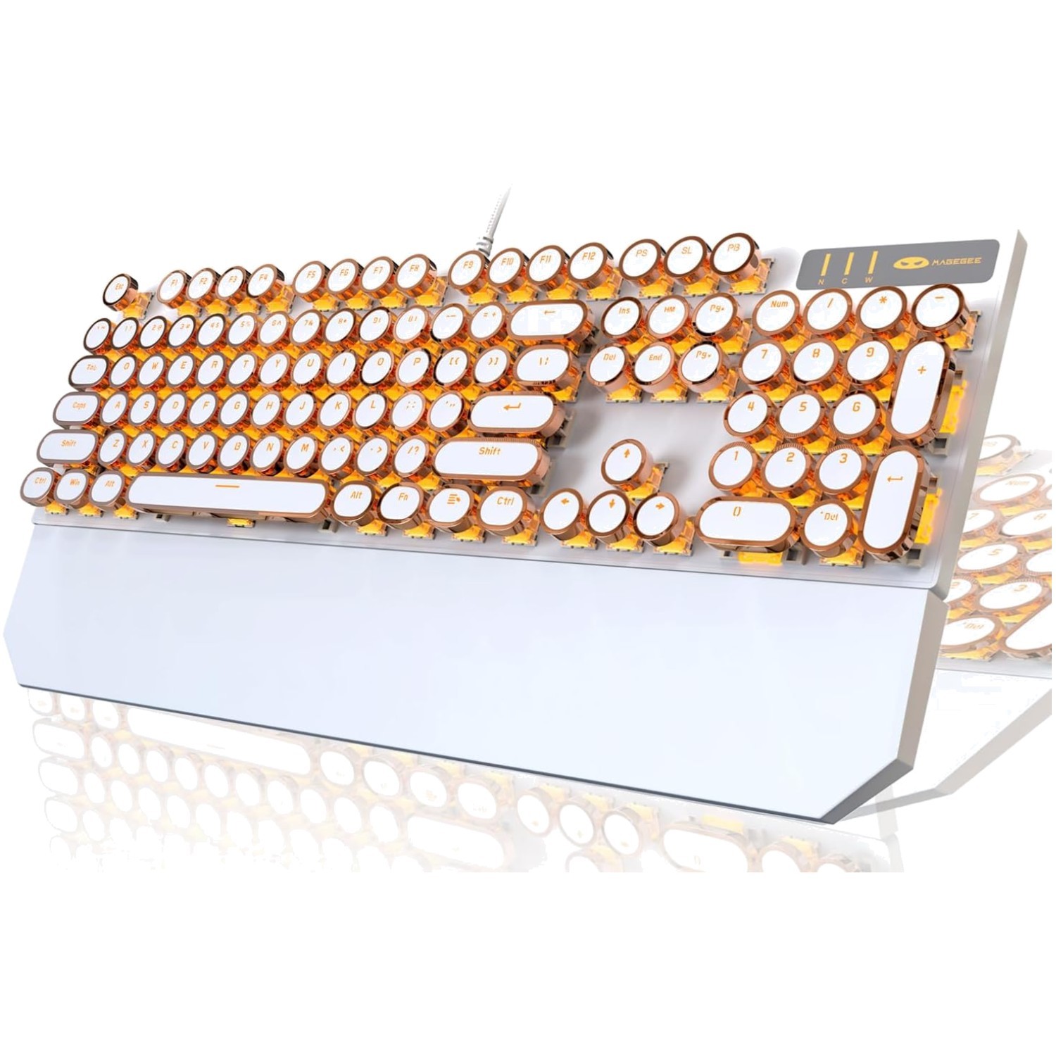 Retro Punk Typewriter Style Mechanical Keyboard with Gold LED Backlit & Uniqu...
