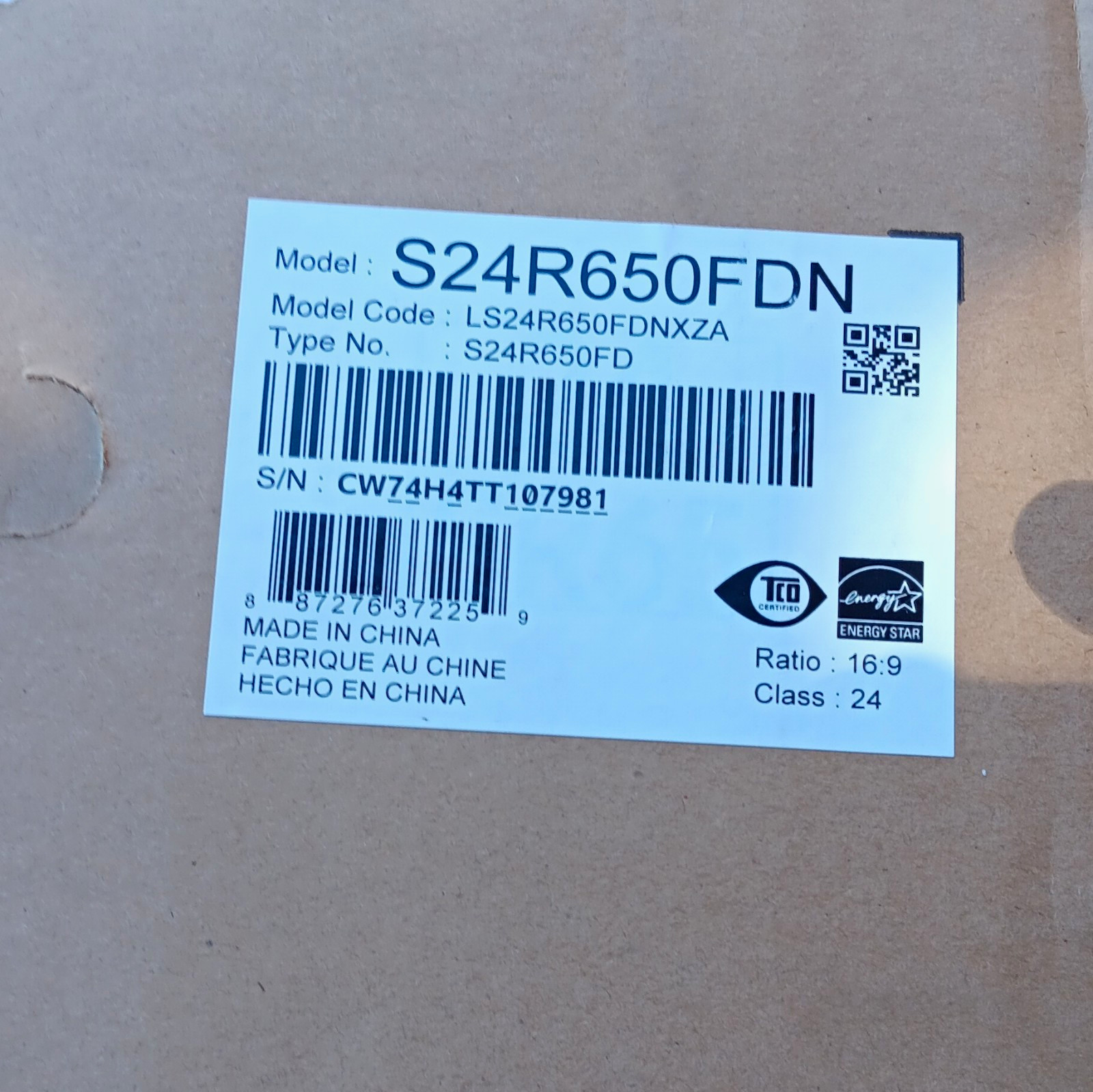 Samsung S24R650FDN 24in LED FHD 75Hz 5ms HDMI DP VGA Wall Mount
