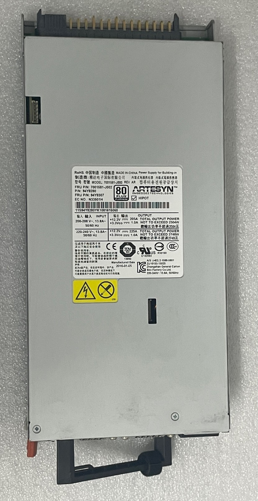 IBM 7001581-J002 94Y8280 94Y8307 Power Supply