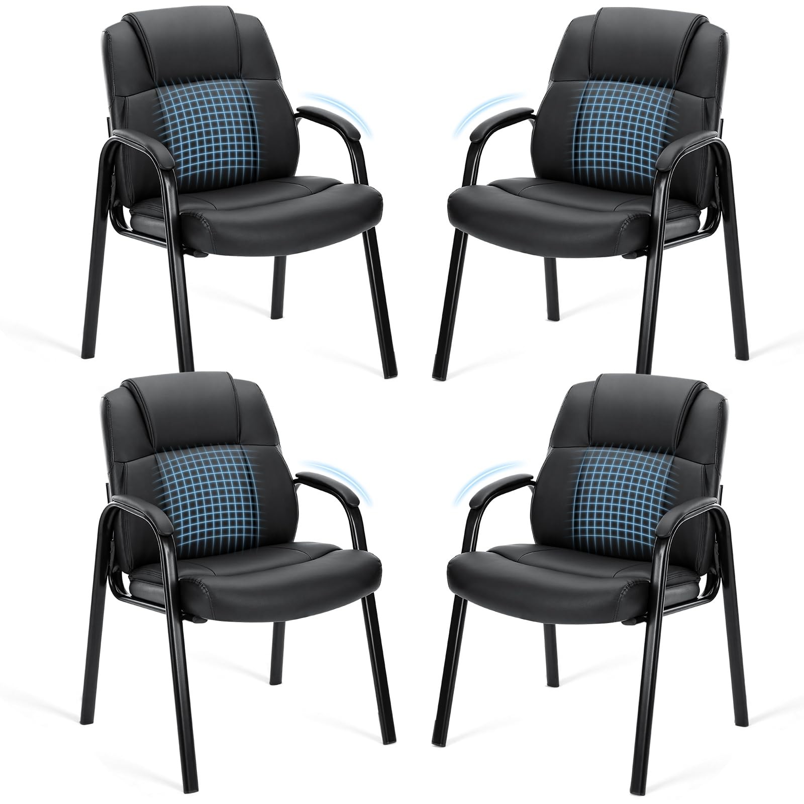 Office Waiting Room Chairs Set of 4 Stationary Side Guest OLIXIS ergonomic