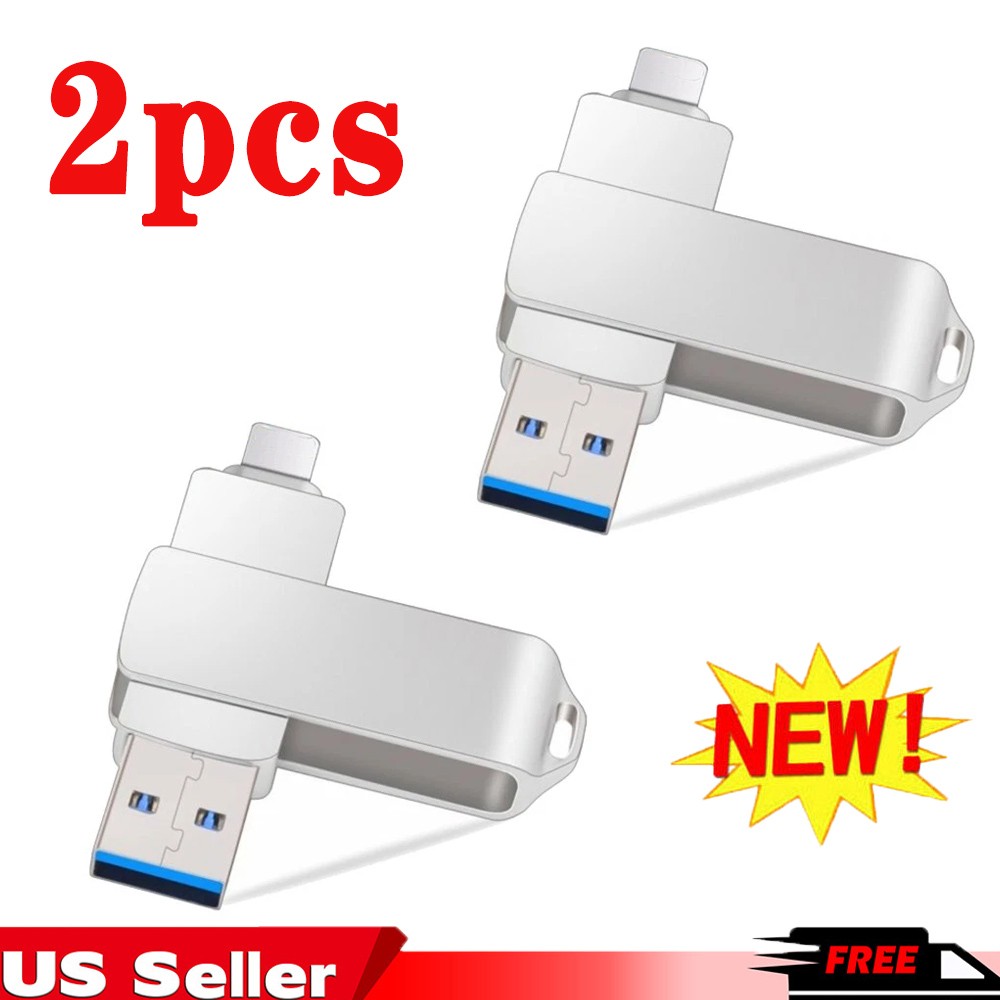 2pcs 2TB 3-in-1 OTG Flash Drive, USB3.0 Lightning Type-C for iPhone & Android