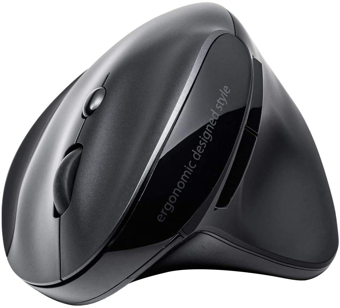 Ergonomic Wireless Rechargeable Mouse with 5 Buttons, Blue LED, Black