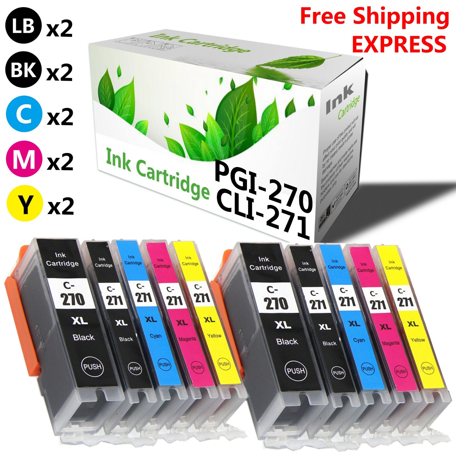 10PK PGI-270 CLI-271 Ink Cartridge Used For Pixma TS5020 TS6020 TS8020 Printer