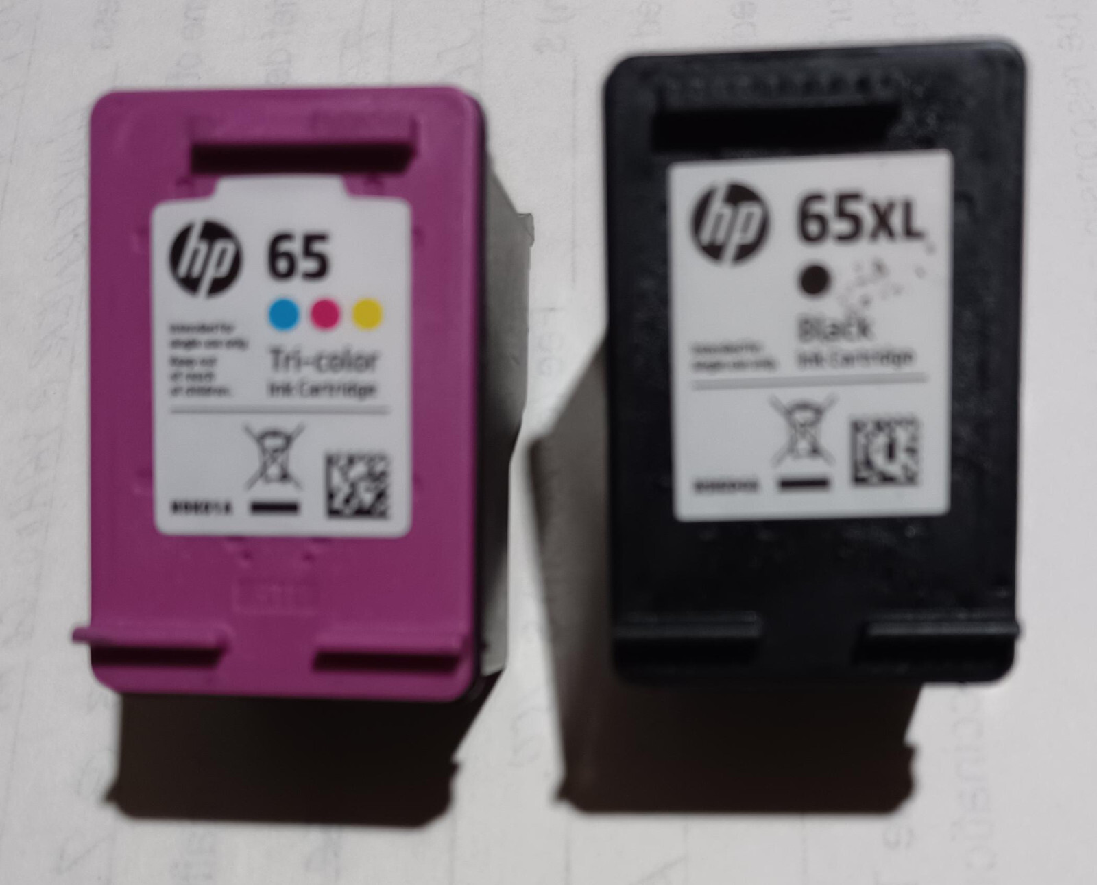 (1) EMPTY HP65 XL Black and (1) EMPTY HP65 Color cartridges  HP 65