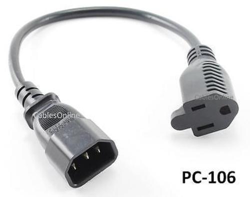 12inch Monitor to PC Power Extension Cord / Cable, 3-Prong,  PC-106