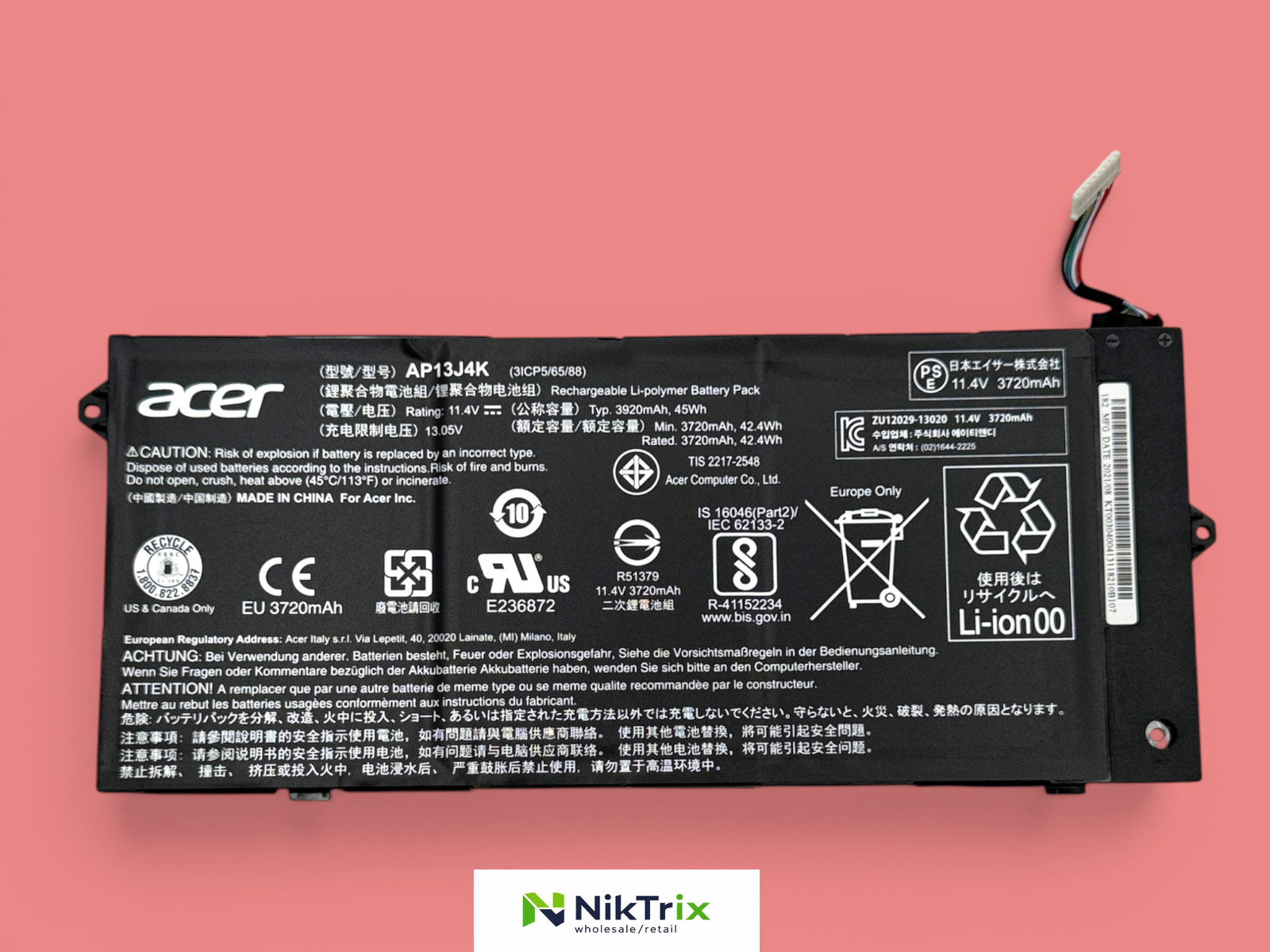 Acer AP13J4K OEM 11.4V 45Wh 3920mAh Battery for Chromebook C720 C740