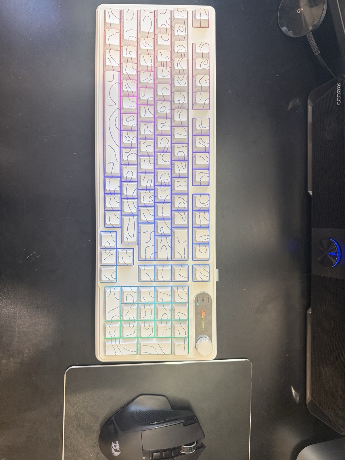 magegee gk960 tri mode 98 keys keyboard with rgb and volume knob