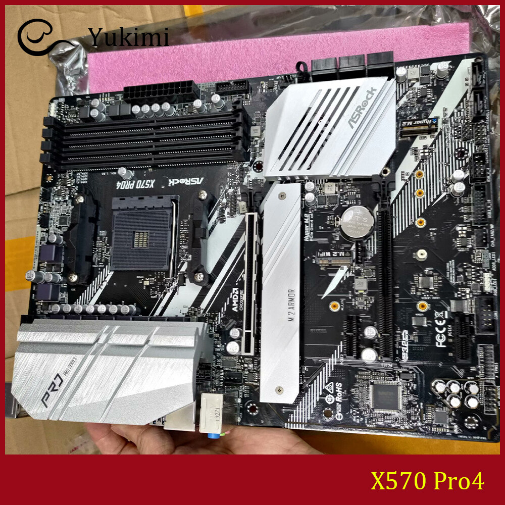 FOR ASROCK X570 Pro4 DDR4*4 AMD AM4 128GB HDMI DisplayPort Motherboard Test OK