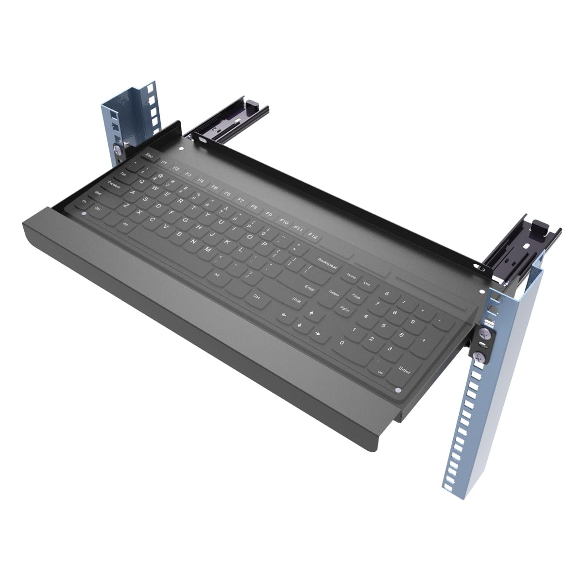 JINGCHENGMEI 1U Keyboard Tray 8" Deep, Universal 19" Rack Mount Sliding